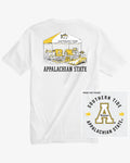 The back view of the App State Mountaineers Tailgate Time T-Shirt by Southern Tide - Classic White